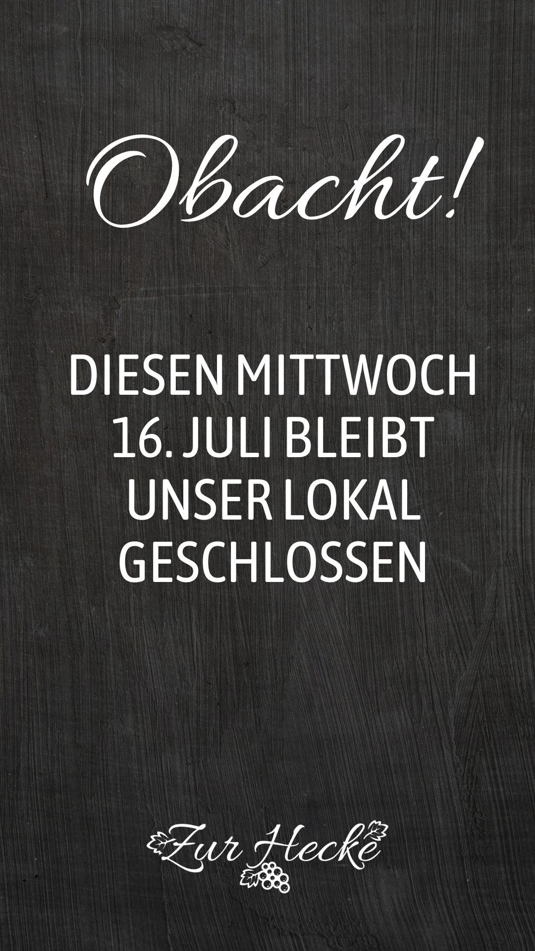 Mittwoch geschlossen